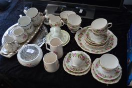 Rose Pattern Part Tea Set, Silver Plated Tray and Chrome Tray etc.