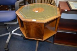 Walnut Revolving Bookshelf Drum Table