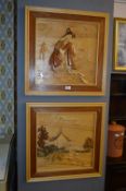 Pair of Framed Carved Wood Relief Panels 