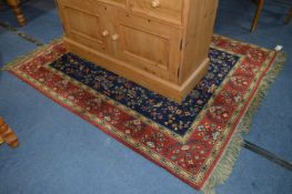 Red & Blue Ground Floral Pattern Rug 6'7