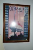 Framed Cunard Line Poster Print