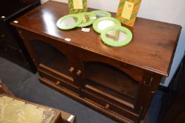 Stained Pine Sideboard with Glass Doors