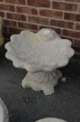 Reconstituted Limestone Birdbath in the Form of a Shell