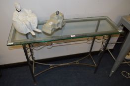 Wrought Metal Hall Table with Glass Top (Matching Lot 500)