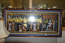 Large Framed Egyptian Painting on Papyrus