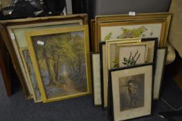 Selection of Framed Prints, Woolwork Tapestries, Oil Paintings, etc.
