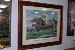 Framed Limited Edition Horse Racing Print Signed Claire Eve Burton