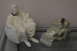 Two Pottery Art Deco Style Ornaments 