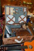 Wicker Picnic Hamper Case and Contents