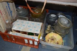 Two Boxes Containing Glassware; Decanters, Fruit Bowls, Sundae Dishes, etc.