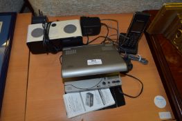 Portable CD Player, Panasonic Telephone and Digital Alarm Clock