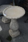 Reconstituted Limestone Birdbath with Leaf Decorated Pedestal Base