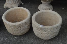 Pair of Reconstituted Limestone Planters