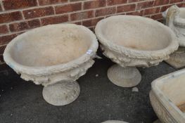Pair of Reconstituted Limestone Large Garden Urns