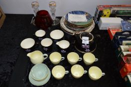 Palissy Orchid Part Tea Set, Decorative Wall Plates, Candles, Goblet and Spode Part Tea Set