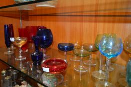 Selection of Coloured Drinking Glassware, Goblets and Vases