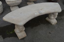 Reconstituted Limestone Half Round Garden Bench with Squirrel Supports