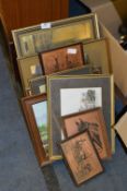 Selection of Copper and Brass Engraved Prints, Oil Painting, etc.