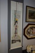 Silk Framed Japanese Watercolour Scroll 
