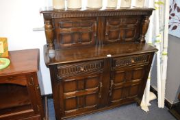Dark Oak Buffet Sideboard with Panelled Doors