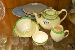 Queens Green Tea Set for One and Meakin Plates