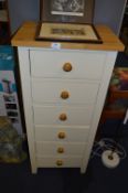 Cream Six Height Chest of Drawers with Light Beech Top