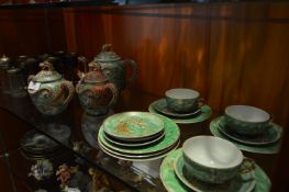 Japanese Dragon Pattern Tea Set, Silver Plated Goblets, etc.