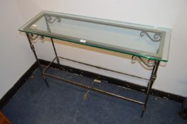 Wrought Metal Hall Table with Glass Top (Matching Lot 495)