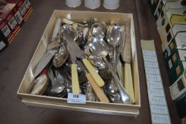 Box Containing Silver Plate and Stainless Steel Cutlery