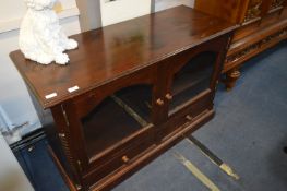 Stained Pine Sideboard Unit with Panel Glass Doors
