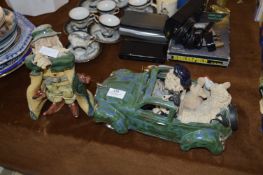 Studio Pottery Figurine and Studio Pottery Car Ornament