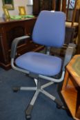 Blue Upholstered Swivel Office Armchair