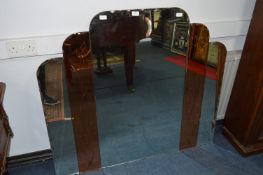 Large Art Deco Peach Glass Wall Mirror W 122x H 107cm