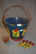 Painted Galvanised Bucket & Contents