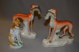 Pair of Staffordshire Greyhounds & Another Greyhound