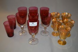 Cranberry & Gilt Drinking Glassware
