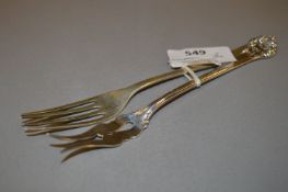 2 Hallmarked Silver Pickle Forks - 37 Grams