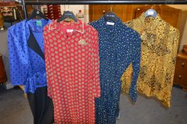 3 Vintage Silk Dresses & Blouse