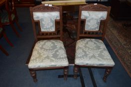 Pair of Mahogany Dining Chairs with Padded Back and Seats