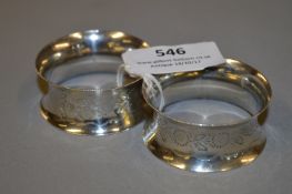 Pair of Hallmarked Silver Napkin Rings, Birmingham - 32 Grams