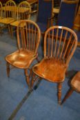 Pair of Oak & Elm Stick Back Dining Chairs