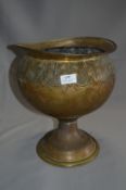 Large Embossed Brass Jardiniere