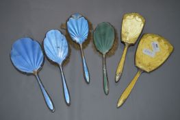 Enamel & Silver Brush and Mirror Sets