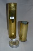 2 Brass Bombshell Cases & Bombshell Base Ashtray