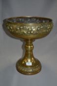Large Embossed Brass Goblet Jardiniere