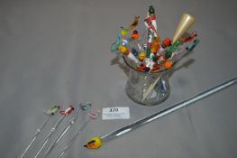 Murano Glass Animal Swizzle Sticks and other Cocktail Sticks