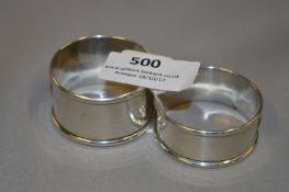2 Hallmarked Silver Napkin Rings - 18 Grams