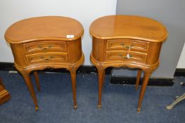 Pair of French Kidney Shaped Side Cabinets