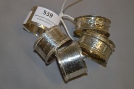 5 Assorted Hallmarked Silver Napkin Rings - 96 Grams