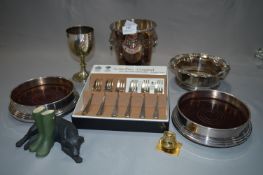 Silver Plated Coasters, Ice Bucket etc